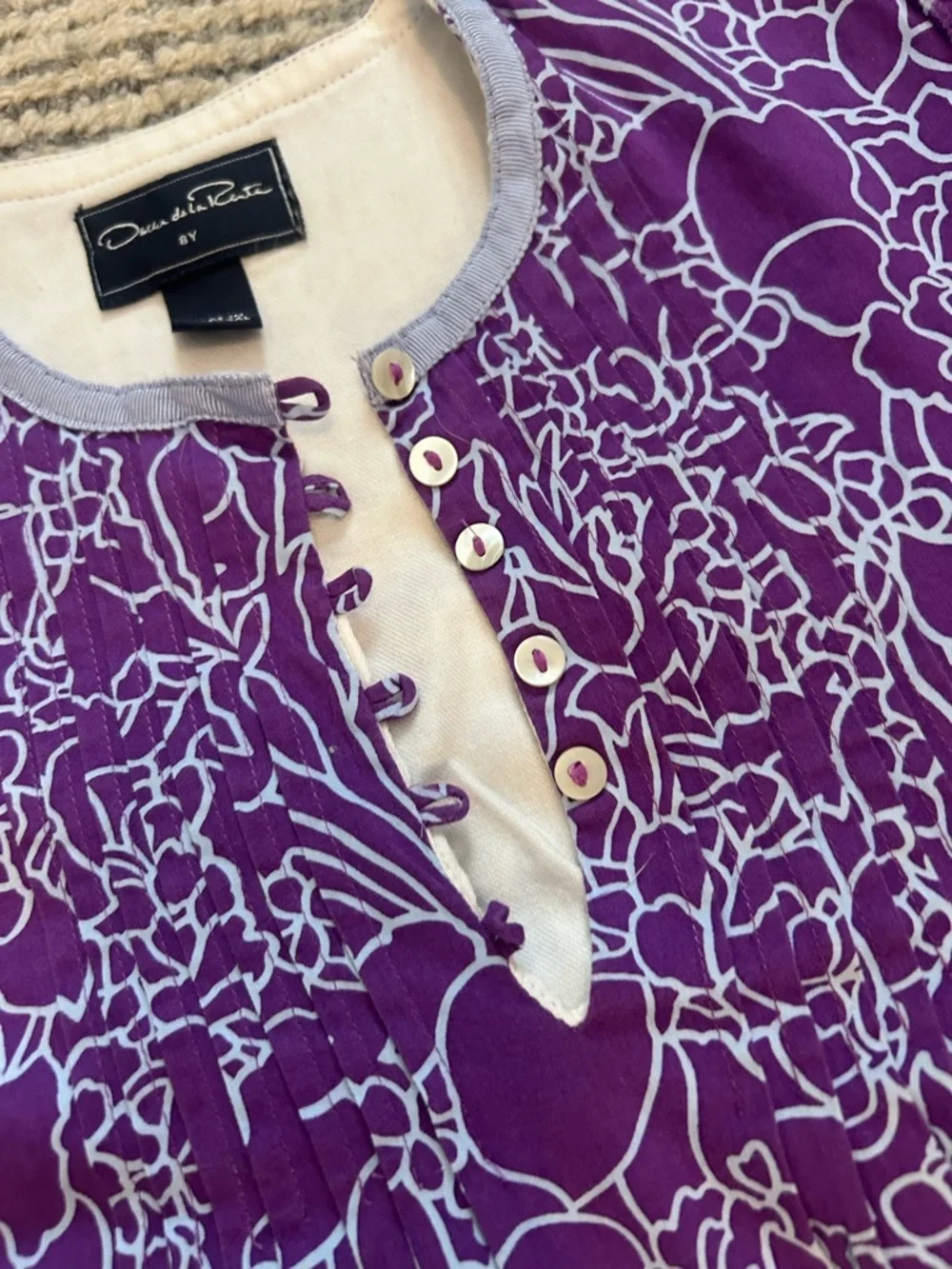 Oscar de la Renta Girls Size 8 Purple and White Floral Dress